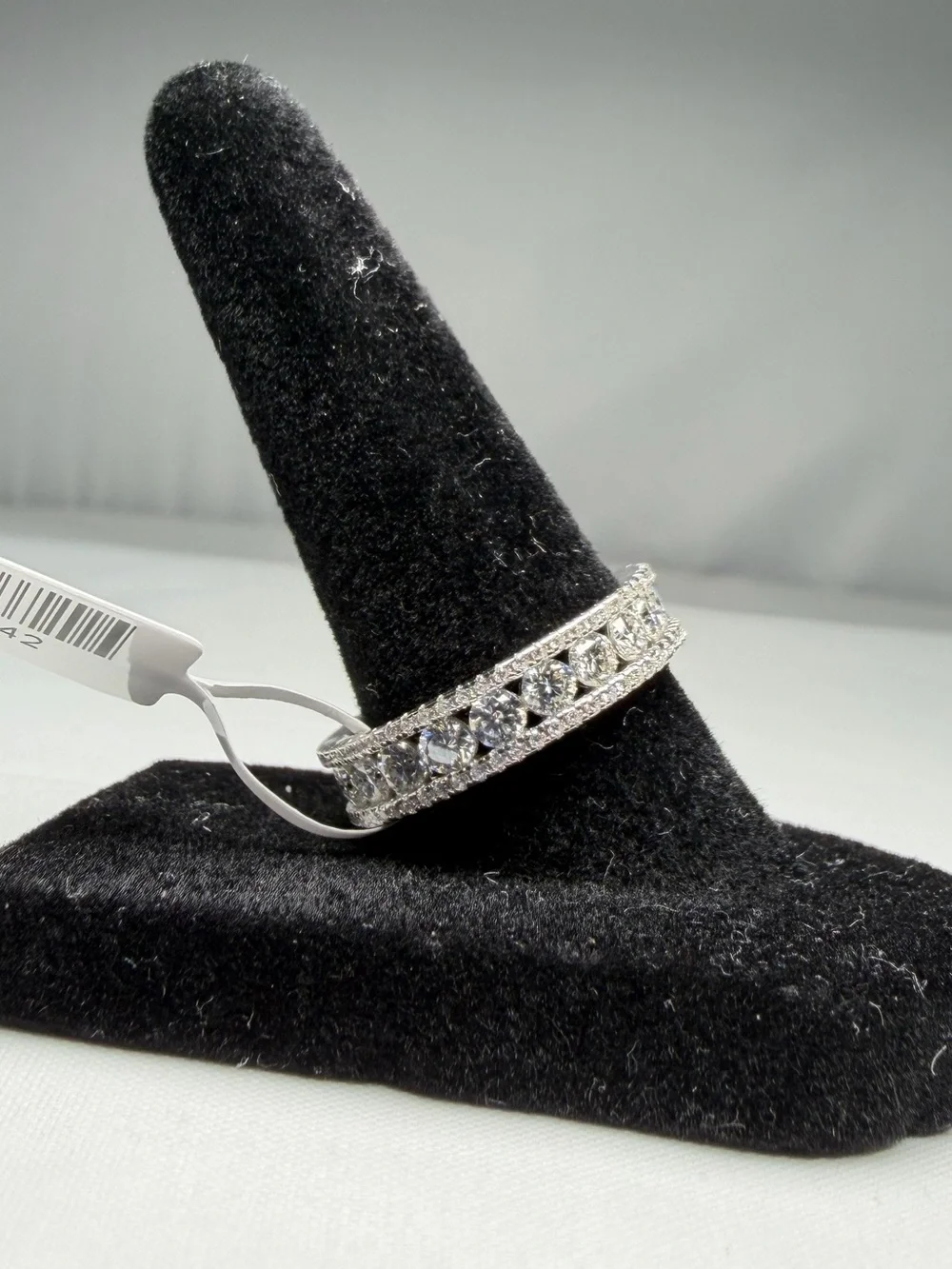 Moissanite Eternity Band Ring 2.58ctw Sterling Silver Wide Stackable NWT Size 8